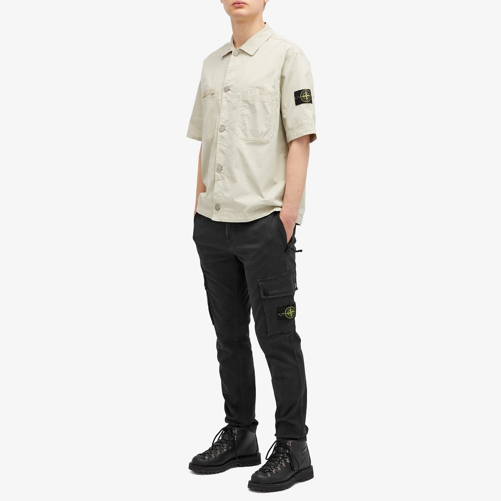 Stone Island Men's Brushed Cotton Canvas Cargo Pants Black